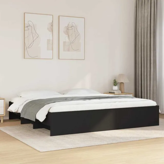 vidaXL Bedframe zonder matras 180x200 cm spaanplaat zwart
