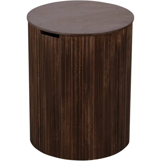 Lewis & Loft Bijzettafel Lonne - FSC® mangohout - Met opbergruimte - ⌀40 cm – Walnoot bruin