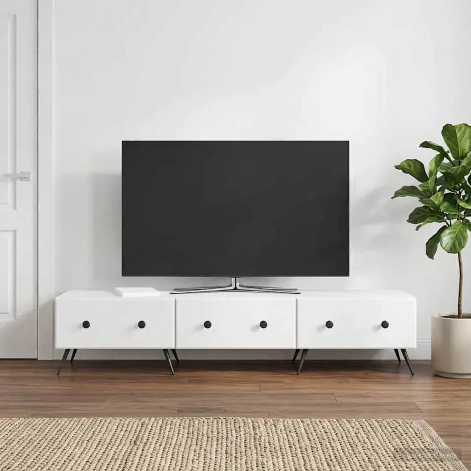 vidaXL TV-kast met lade Hoogglans Wit 147 x 34,5 x 30 cm Bewerkt hout, foto 4
