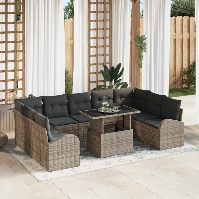 vidaXL Tuin Sofa Set 10 st Grijs Poly riet