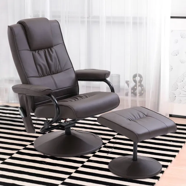 MODENUIT Massagestoel 77 x 84 x 95 cm - Met Hocker En Massagefunctie - Woonkamer - Kunstleer Bruin Brown