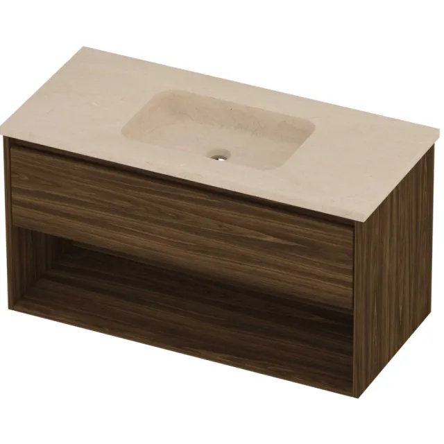 Proline Rollo Badmeubelset Hardsteen Elegant Midden 100x46x54 cm Sand Stone Cabana Oak Eiken