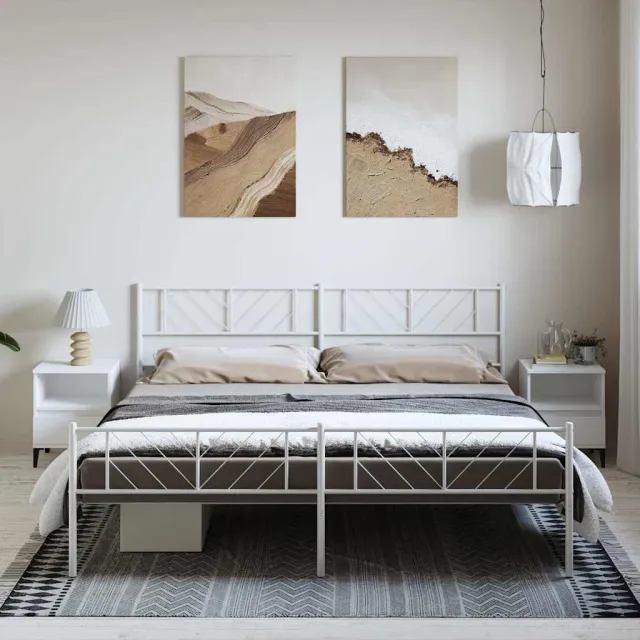 vidaXL Bedframe met hoofd- en voeteneinde metaal wit 193x203 cm