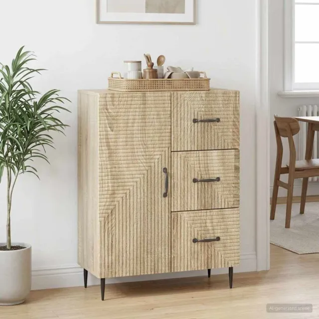 vidaXL Dressoir met lade Sonoma Eiken 66 x 34,5 x 89,5 cm Bewerkt hout Bruin