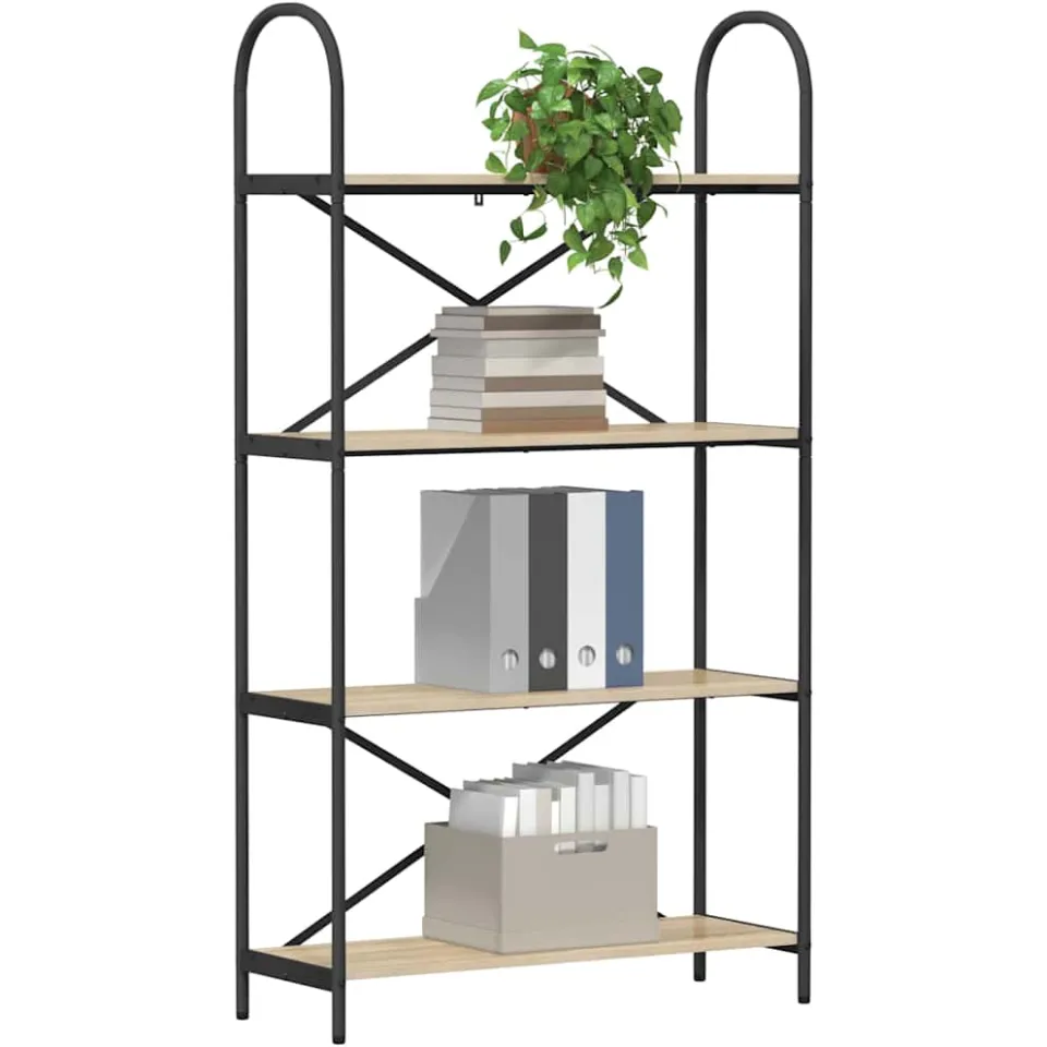 vidaXL Boekenkast 4-laags 80 x 30 x 146 cm Bewerkt hout Sonoma Eiken Bruin