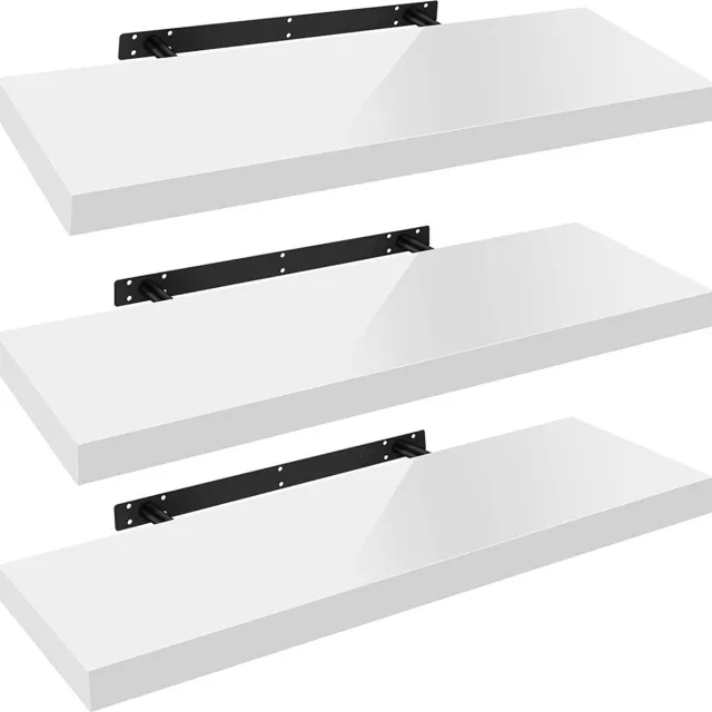 Happyment Wandplank Deluxe - Zwevend - 100cm - Wandplanken tegen muur - Wit - Wandrek - Fotoplank kinderkamer - Boekenplank - Hout MDF