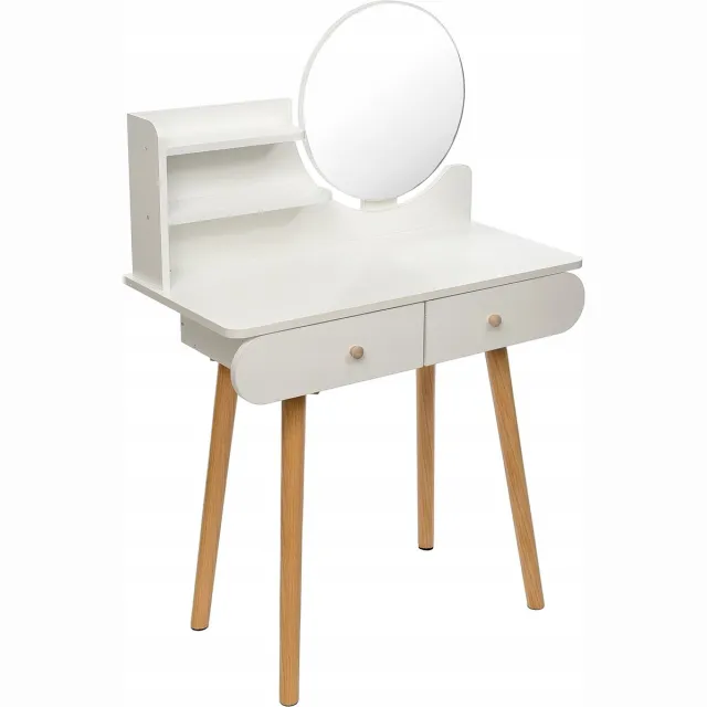 Viking Choice Houten kaptafel wit met spiegel en lades - 122x80x40 cm