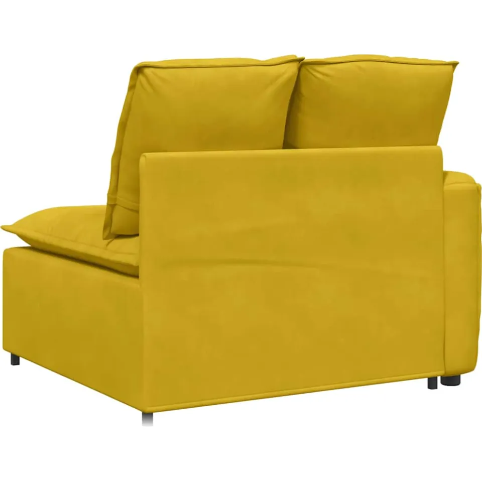 vidaXL Modulaire bank Armleuning eindmodule met kussens 100 cm geel, foto 4