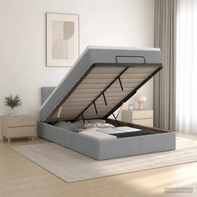 vidaXL Ottoman bed met matras Lichtgrijs 120 x 200 cm Stof