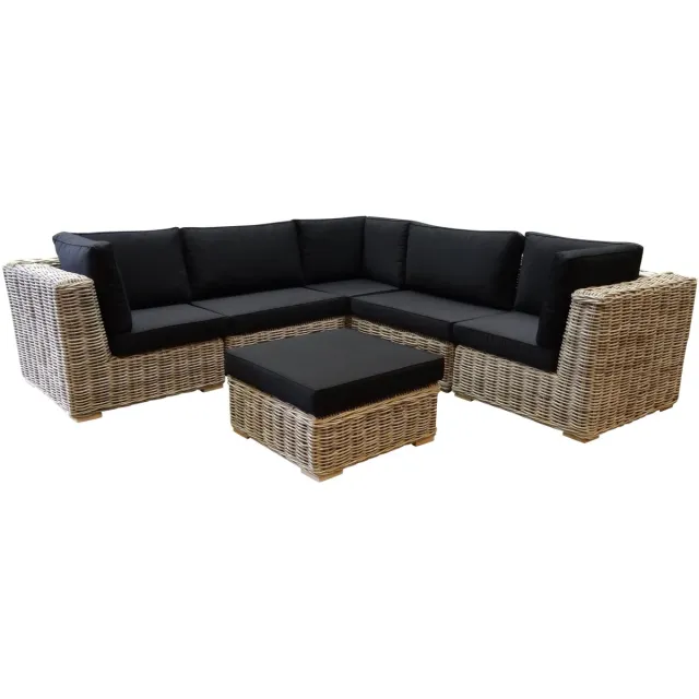 AVH-Outdoor Tuinmeubelen Nissah modulair hoek loungeset 6 delig naturel rotan Bruin / Terre