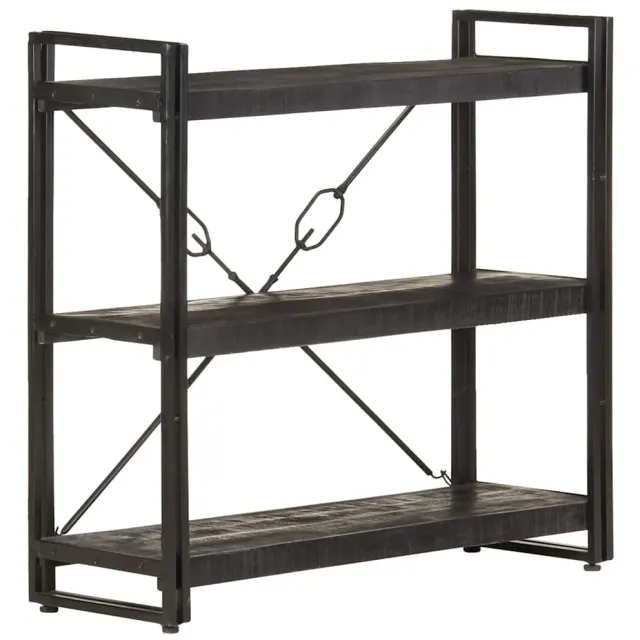 vidaXL Boekenkast met 3 schappen 90x30x80 cm massief mangohout Zwart