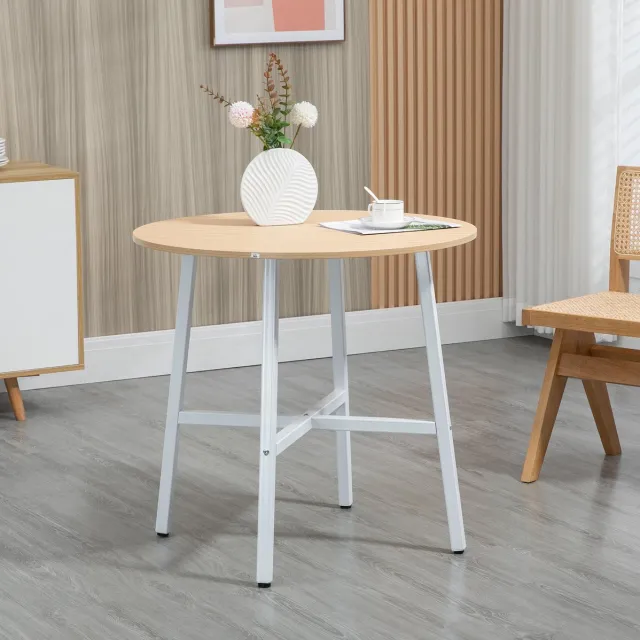 MIVRAY Eettafel - Ronde Tafel Voor Vier Personen - Modern Industrieel Voor Keuken En Eetkamer - Hout En Metaal - 80x80x76 Cm - Naturel Natuurlijk hout