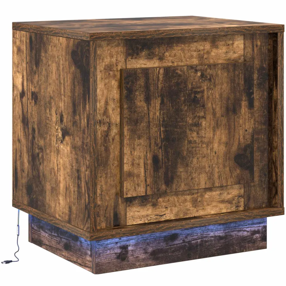 vidaXL Nachtkastje Gerookt eiken 44 x 34,5 x 45 cm Bewerkt hout, foto 3