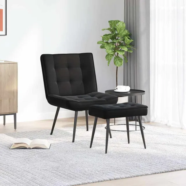 vidaXL Relaxstoel met voetenbank fluweel zwart