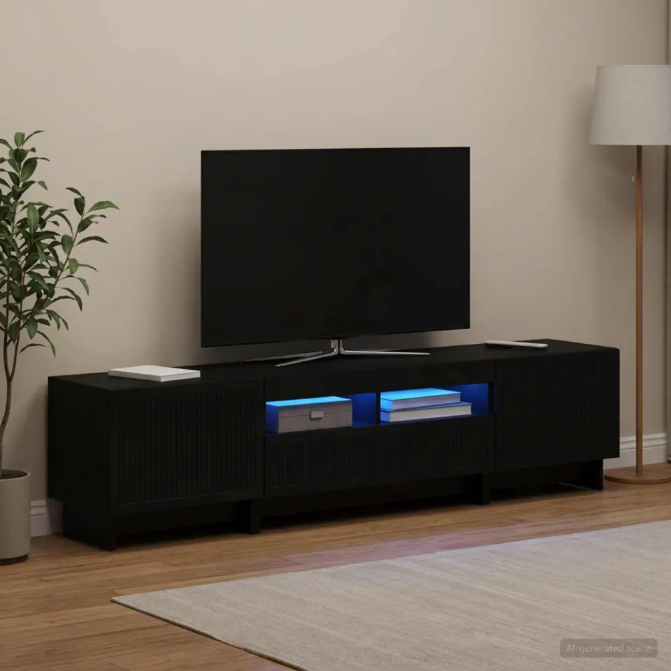 vidaXL 5-delige LED TV-kast Zwart Bewerkt hout, foto 3