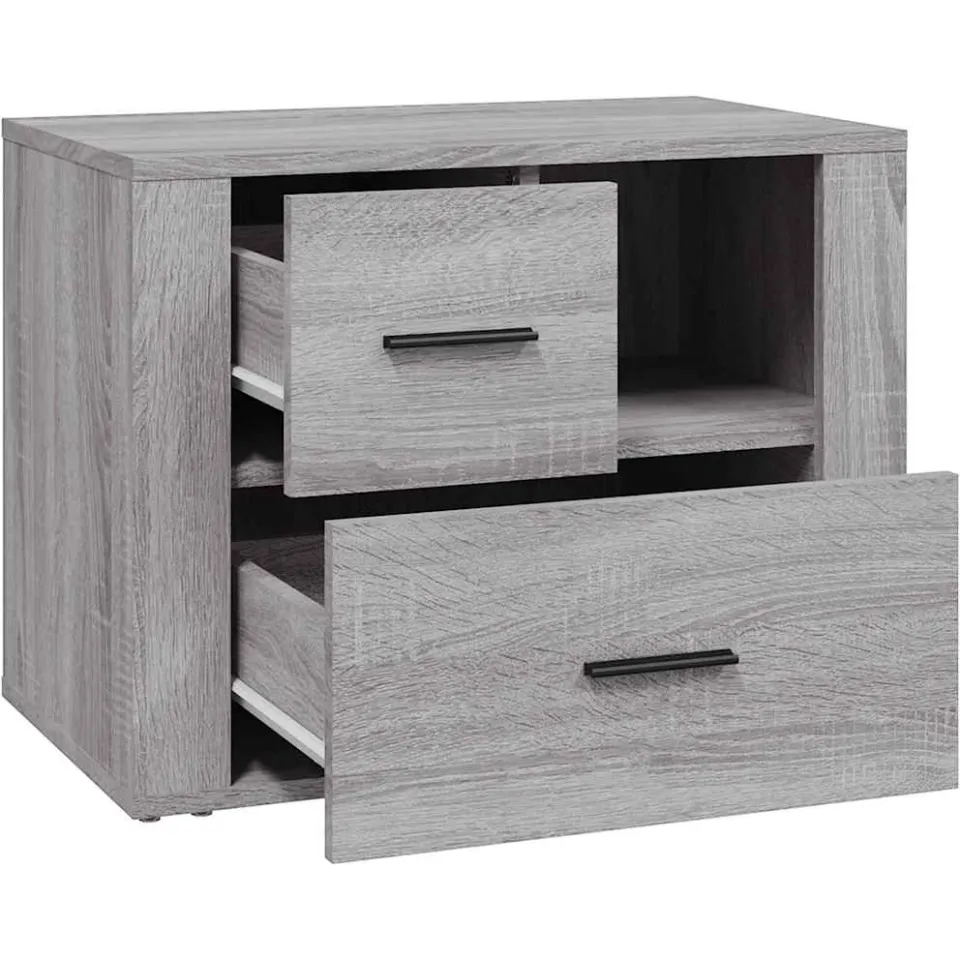 vidaXL Nachtkastje 60x36x45 cm bewerkt hout grijs sonoma eikenkleurig, foto 4