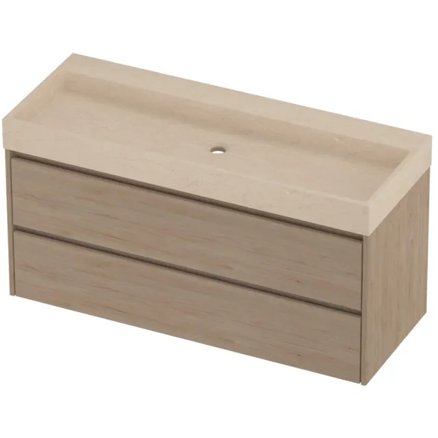 Proline Evoli Badmeubelset Hardsteen Loft Centraal 120x46x62 cm Sand Stone Ideal Oak Eiken