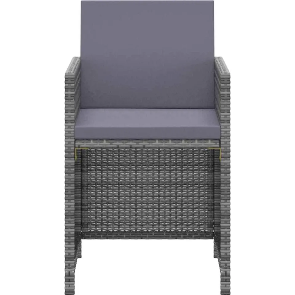 vidaXL 3-delige Tuinset met kussens poly rattan grijs, foto 4