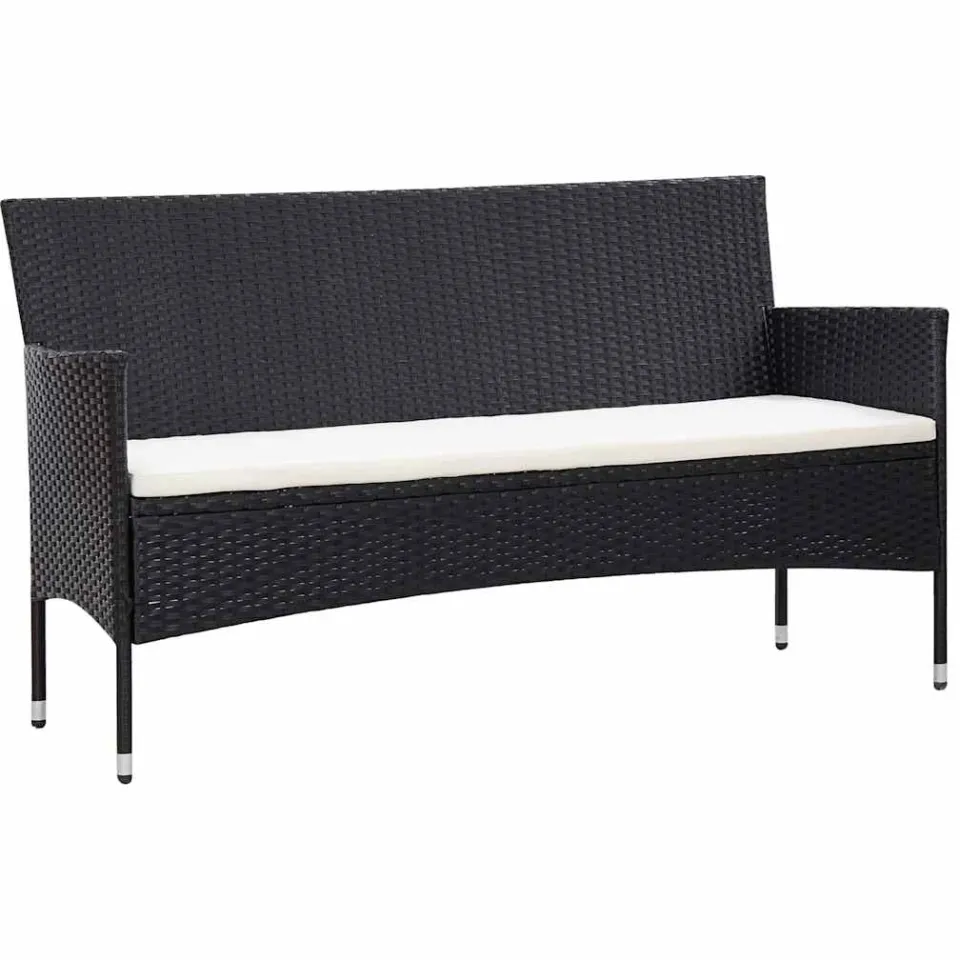 vidaXL 5-delige Loungeset met kussens poly rattan zwart, foto 3