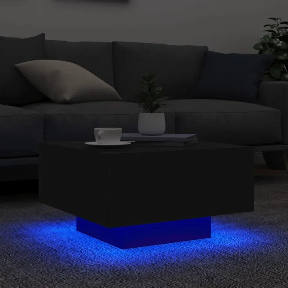 vidaXL Salontafel met LED-verlichting 55x55x31 cm zwart, foto 2