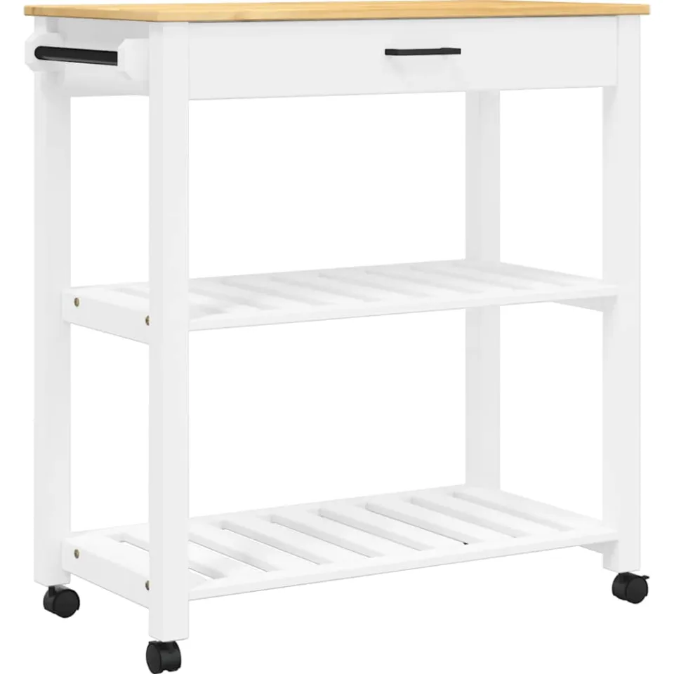 vidaXL Keukentrolley MONZA 84x40x88,5 cm massief grenenhout Wit