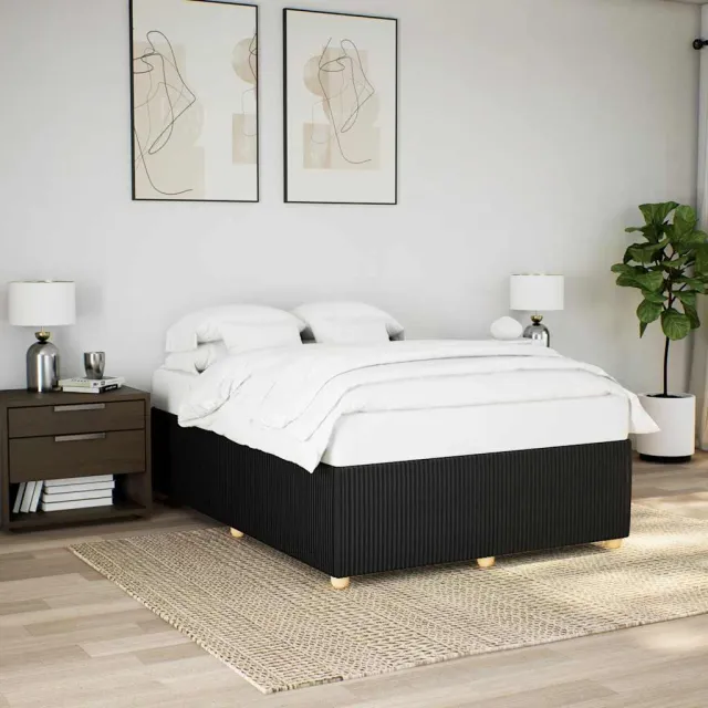 vidaXL Bedframe zonder matras stof zwart 140x200 cm