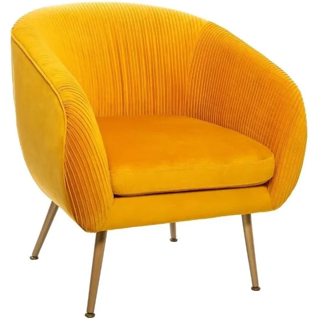Atmosphera fauteuil velours oker - 75 x 70 x 78 cm