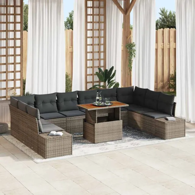 vidaXL Tuin Sofa Set 11 st Grijs Poly riet, foto 2