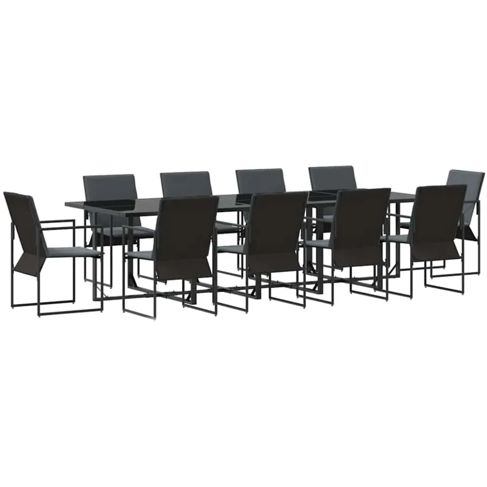 vidaXL Tuin eettafelset 11 st Zwart Staal