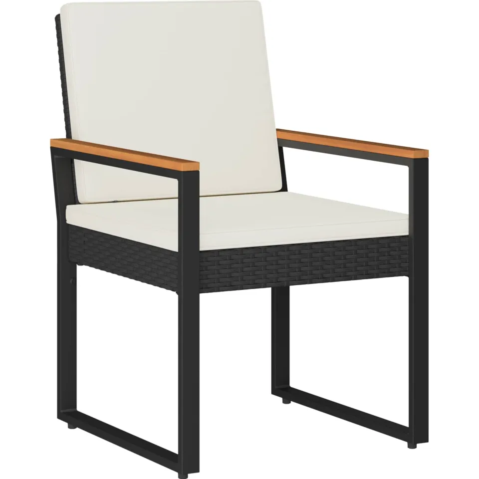 vidaXL Buitenmeubelset 4 st Zwart en Cream Wit poly rattan, foto 4