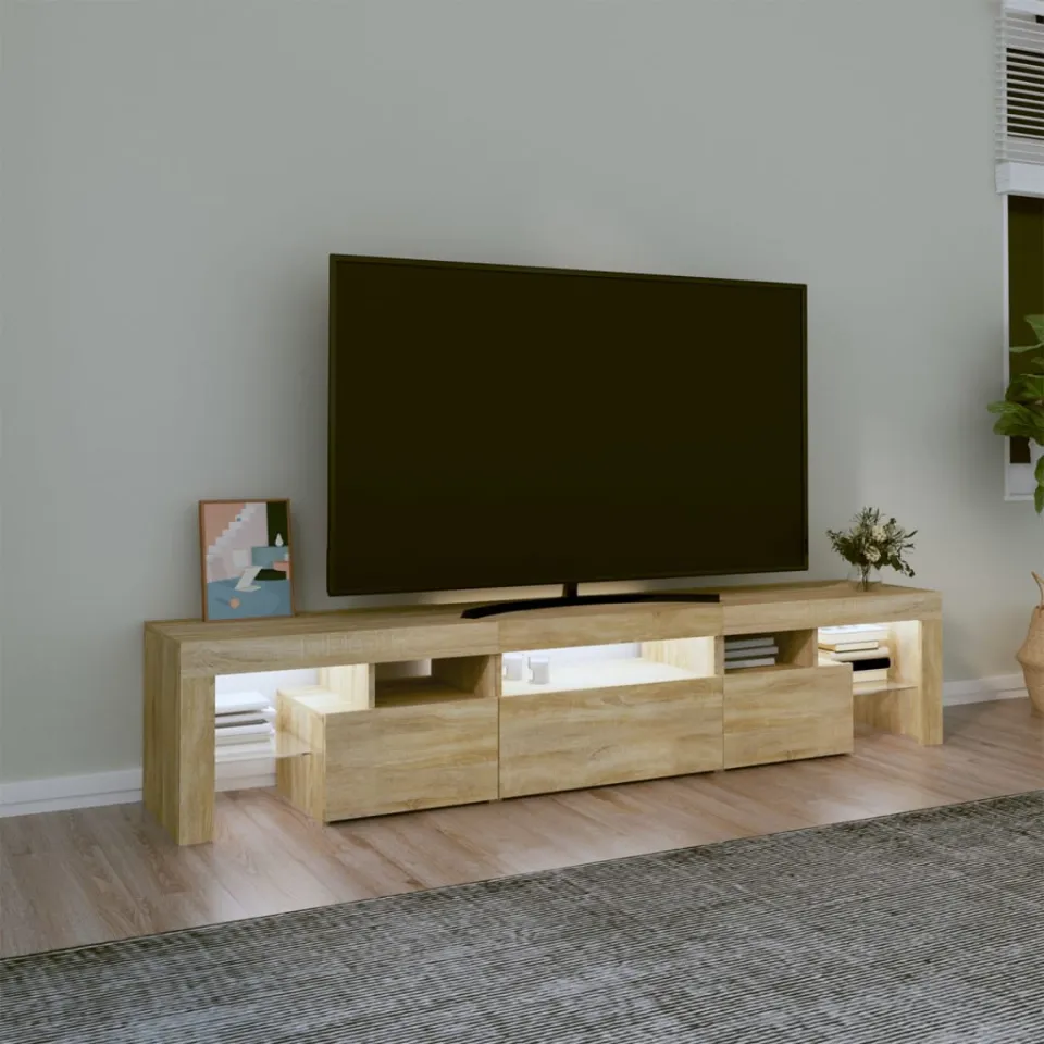 vidaXL Tv-meubel met LED-verlichting 200x36,5x40cm sonoma eikenkleurig, foto 4