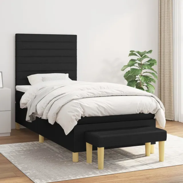 vidaXL Boxspring met matras stof zwart 80x200 cm