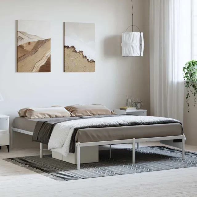 vidaXL Bedframe metaal wit 150x200 cm