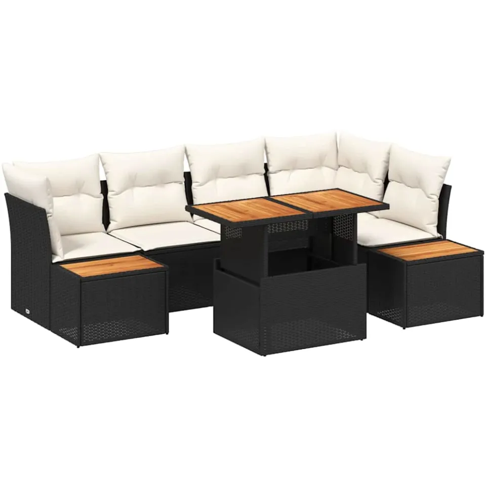 vidaXL Tuin Sofa Set 10 st Zwart Poly riet