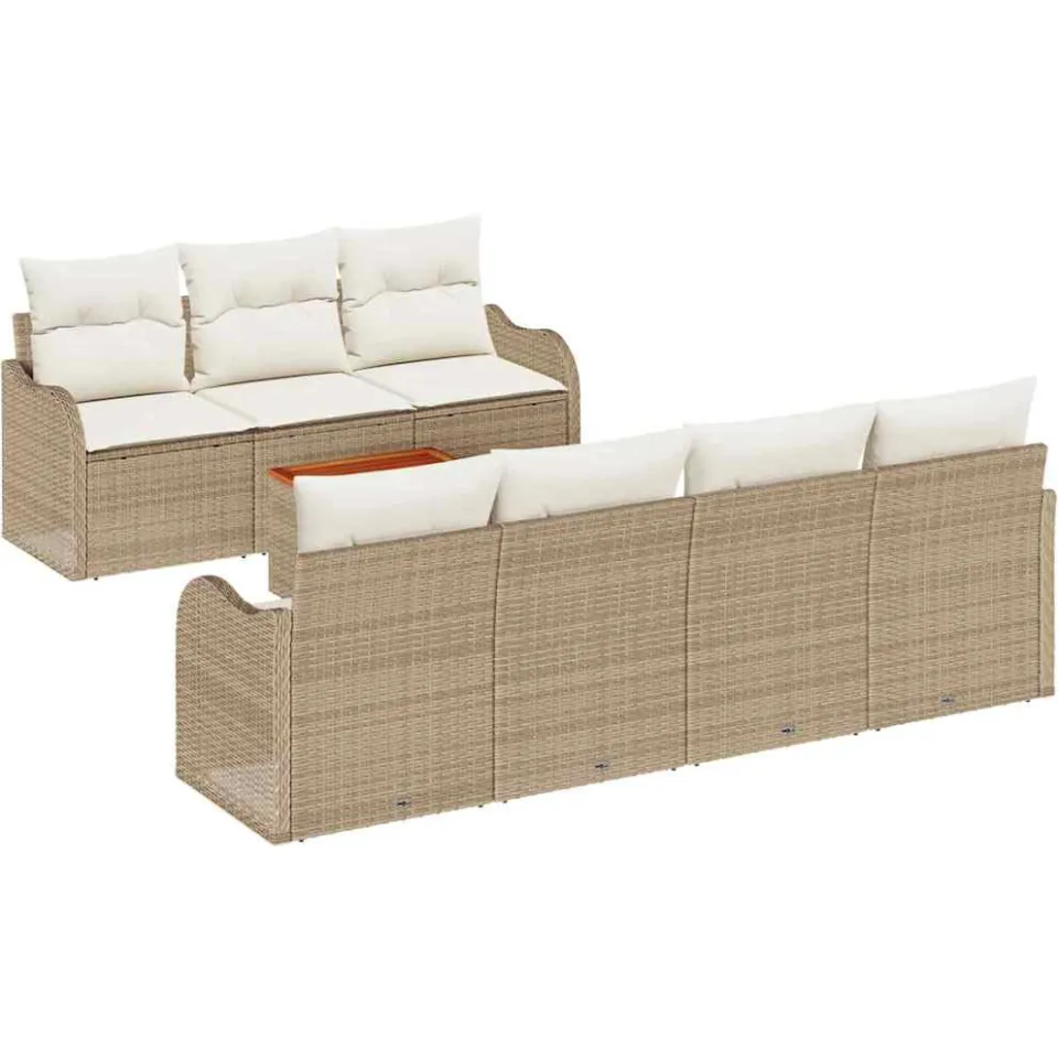 vidaXL Tuinbankenset 8 st Beige poly rattan