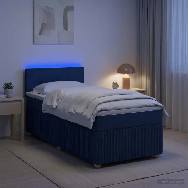 vidaXL Boxspringbed met matras met hoofdeinde Blauw 90 x 190 cm Stof