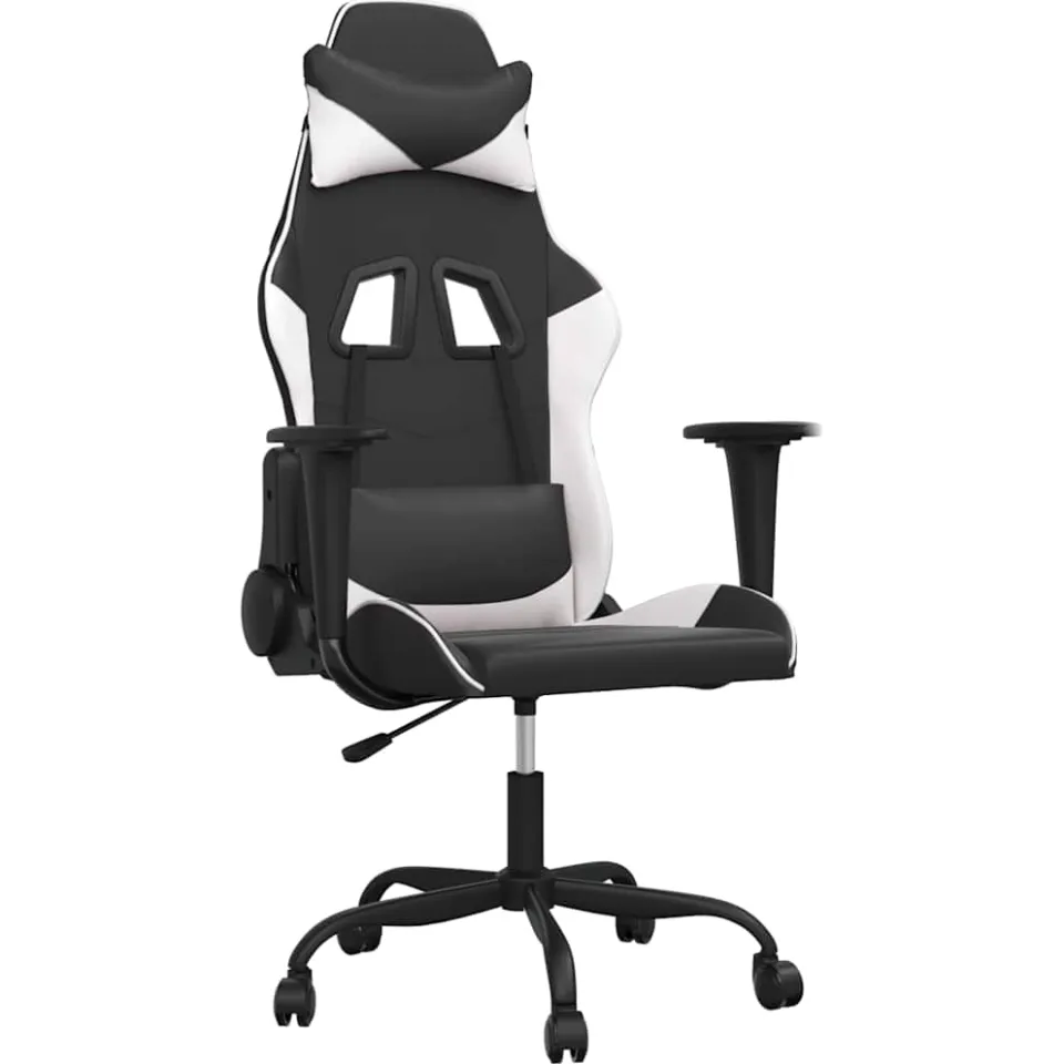 vidaXL Massage gamestoel kunstleer zwart en wit, foto 3