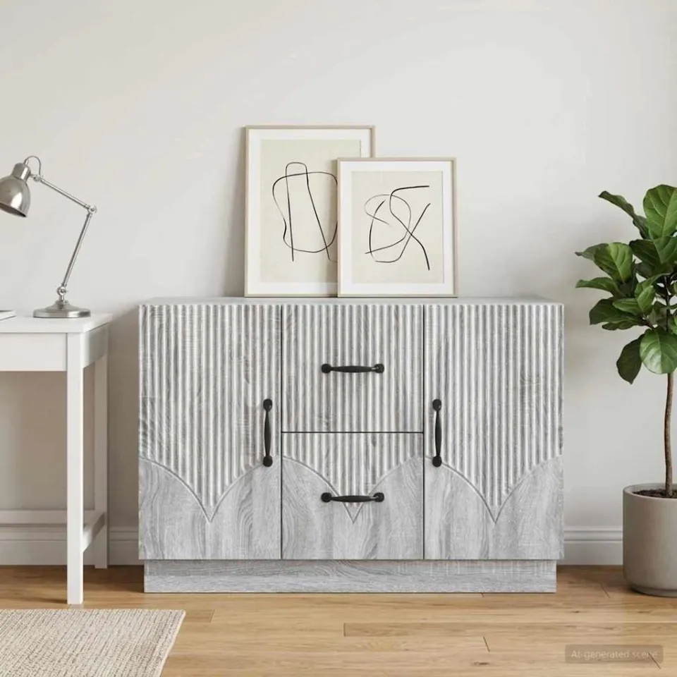 vidaXL Dressoir Grijs sonoma 89 x 34,5 x 57 cm Bewerkt hout, foto 3