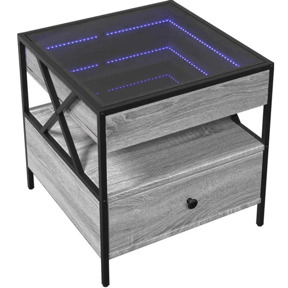 vidaXL Salontafel met Infinity LED 50x50x51 cm grijs sonoma eikenkleur