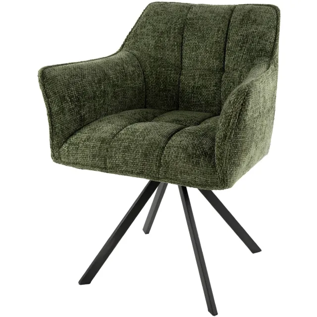 Nest of Nora Set van 2 - Nest of Nora Eetkamerstoelen Elda - Met armleuning en draaibaar - Groen draaistoelen Donkergroen