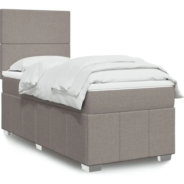 vidaXL Boxspring met matras stof taupe 100x200 cm