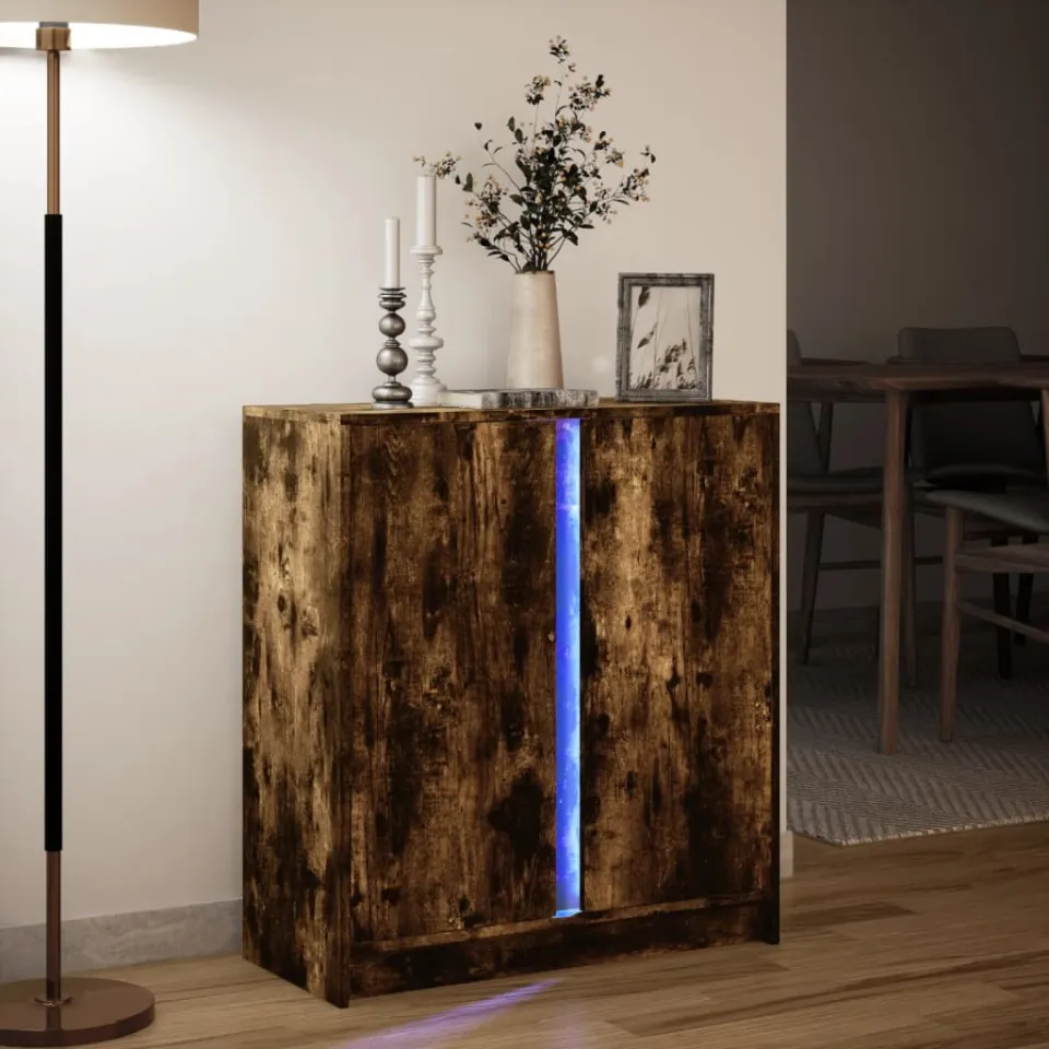 vidaXL Dressoir met LED 77x34x85 cm bewerkt hout gerookt eikenkleurig, foto 4