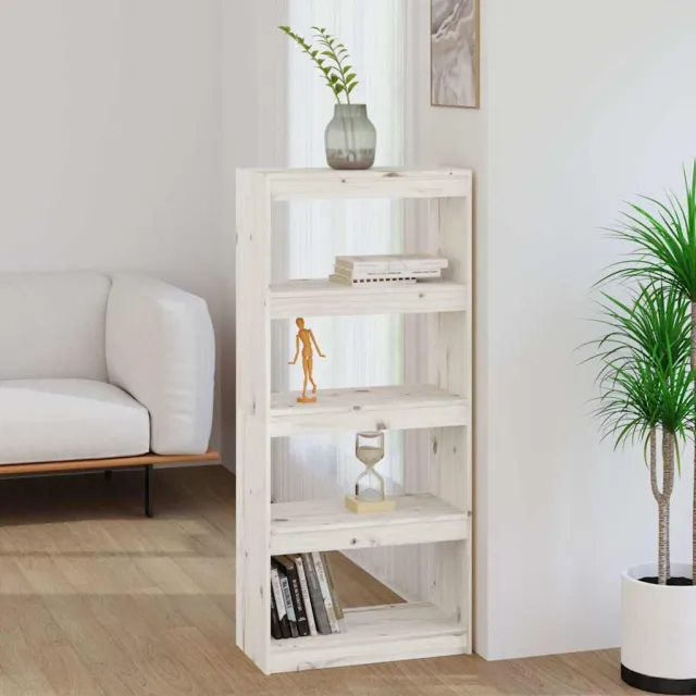 vidaXL Boekenkast/kamerscherm 60x30x135,5 cm massief grenenhout wit, foto 2