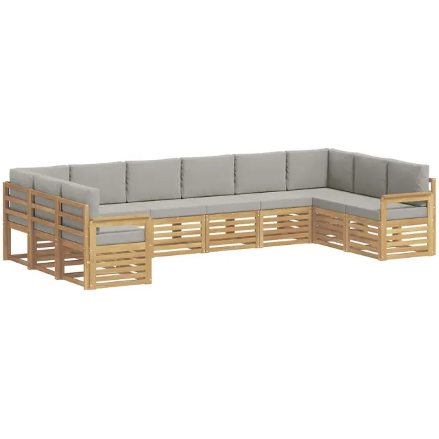vidaXL Buiten - bank - set - 10 - st - 10-zits - Wit - en - lichtgrijs - Polyester Wit en lichtgrijs