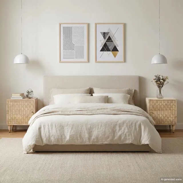 vidaXL Nachtkastjes 2 st 40x33x46 cm massief mangohout bruin, foto 2