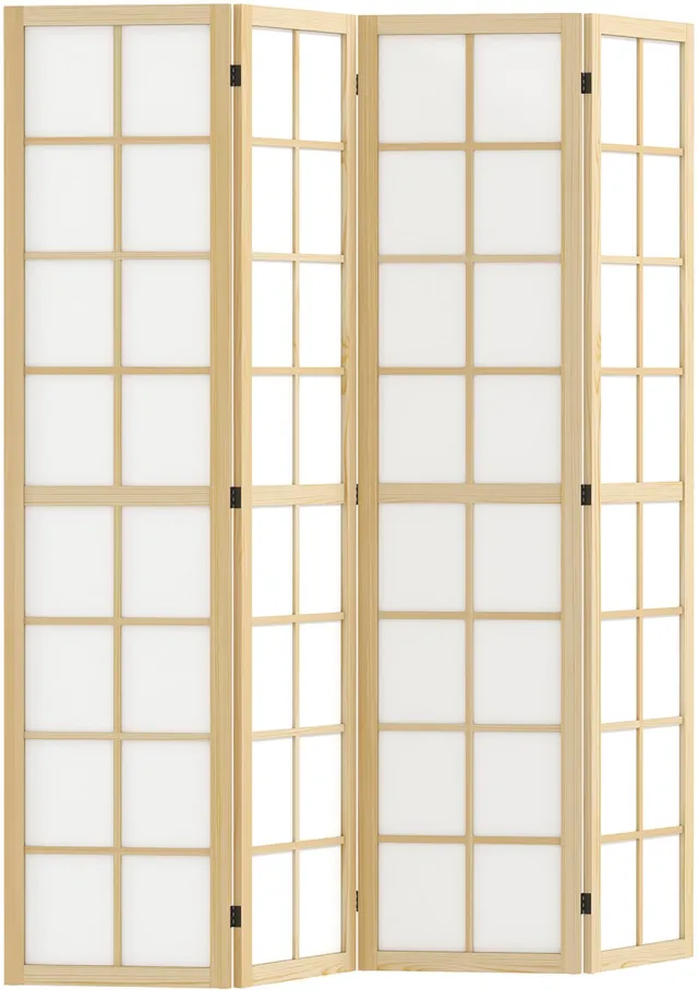 Homcom Kamerscherm - Grenenhout - 160x170x1,7 cm - Natuurlijk hout