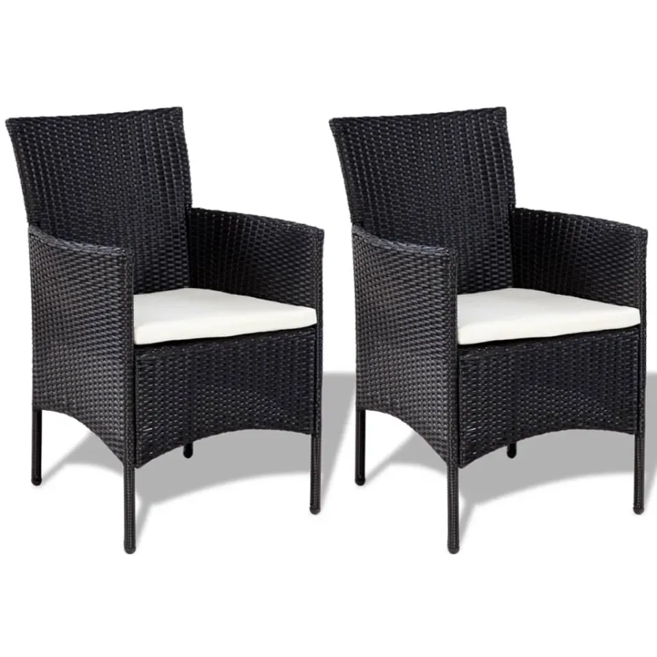 vidaXL 4-delige Loungeset met kussens poly rattan zwart, foto 2
