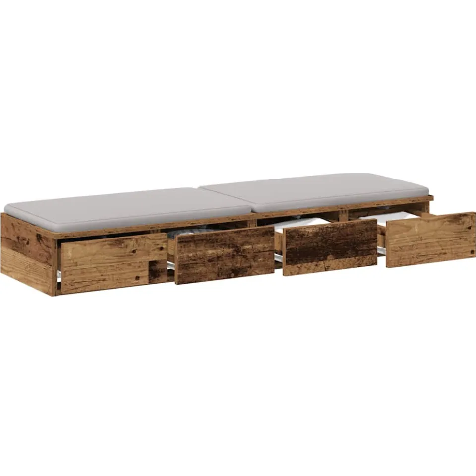 vidaXL Bedlades Oudhout 120 x 36,5 x 16,5 cm Bewerkt hout bruin