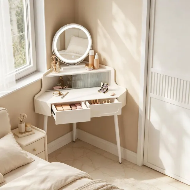 COVREO Kaptafel 99x63x139 cm wit, MDF en metaal met 2 lades