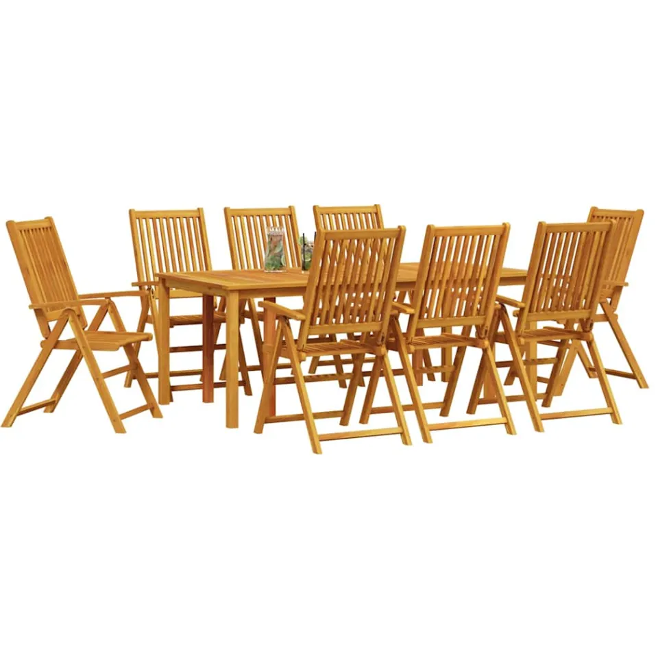 vidaXL Tuin eettafelset 9 st Bruin Massief Acaciahout